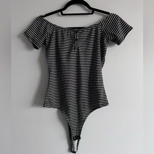 Striped Off the Shoulder Bodysuit